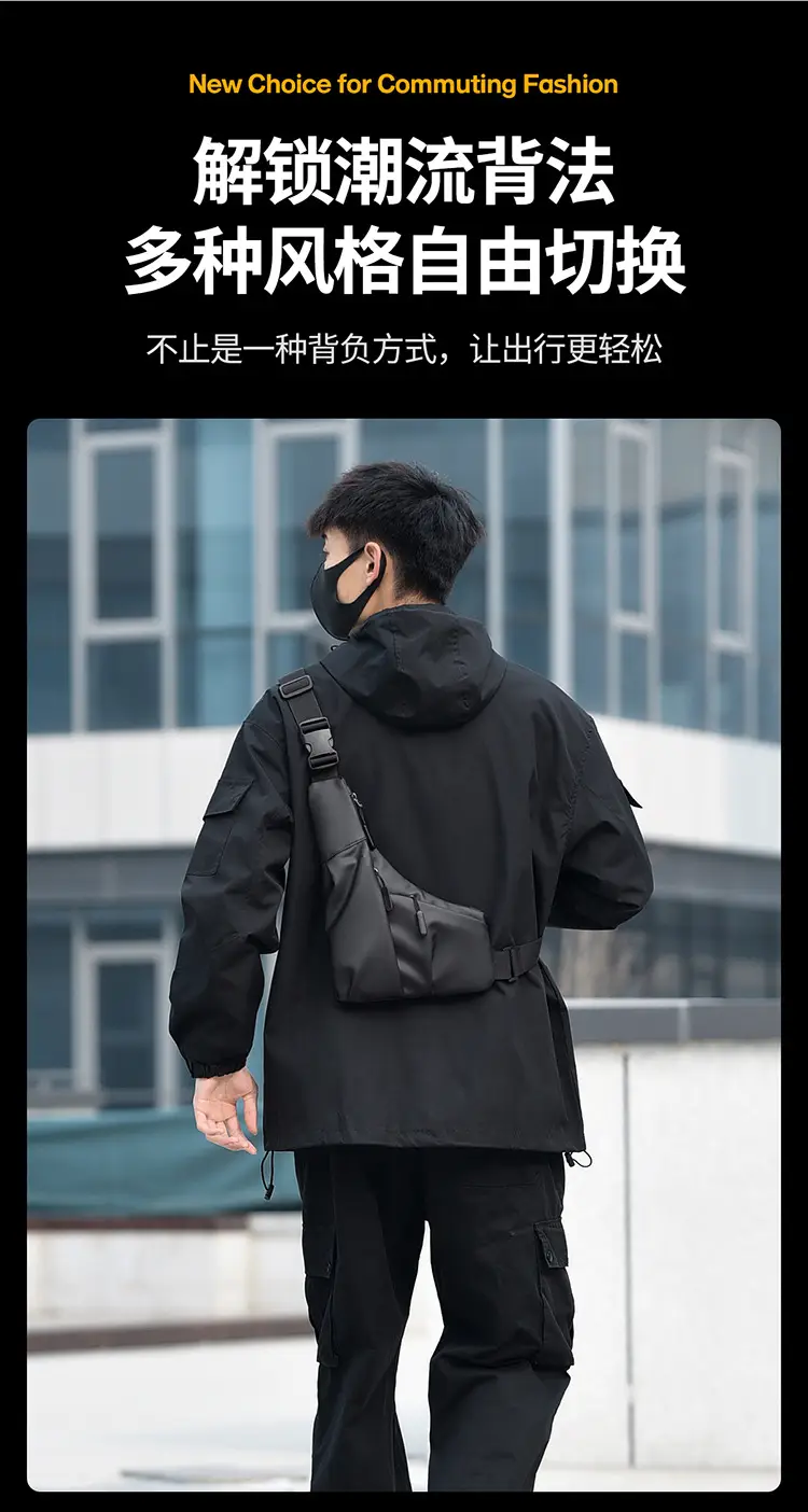 Men's Black Crossbody Bag Sports Wear Luggage — feature 5