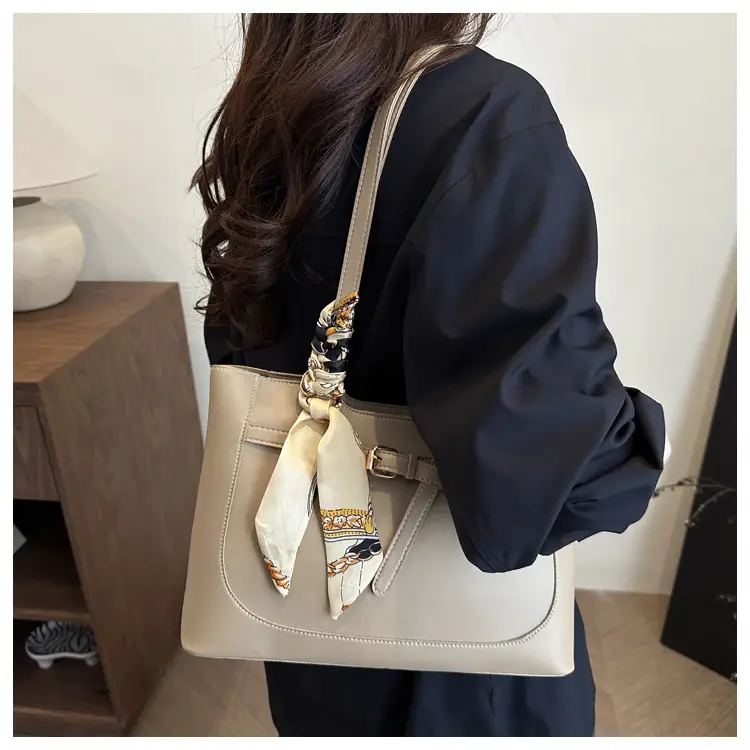 Black Silk Scarf Shoulder Bag with Gold Embroidery — feature 10
