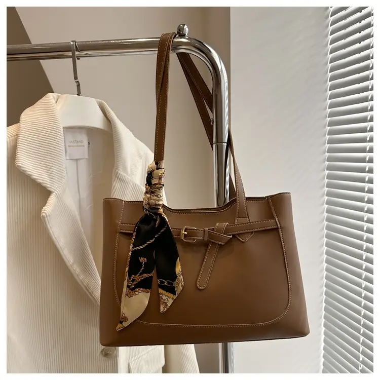 Black Silk Scarf Shoulder Bag with Gold Embroidery — feature 23