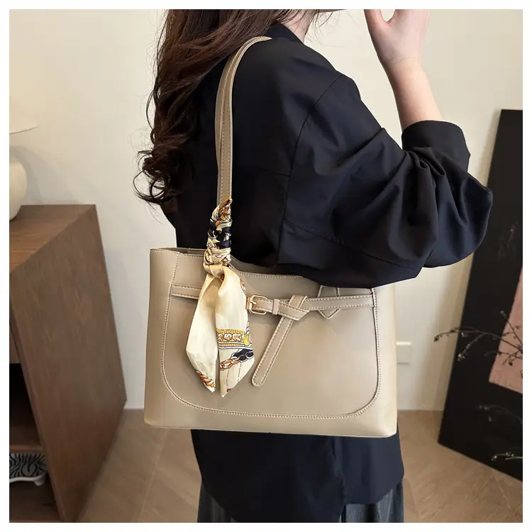 Black Silk Scarf Shoulder Bag with Gold Embroidery — feature 9