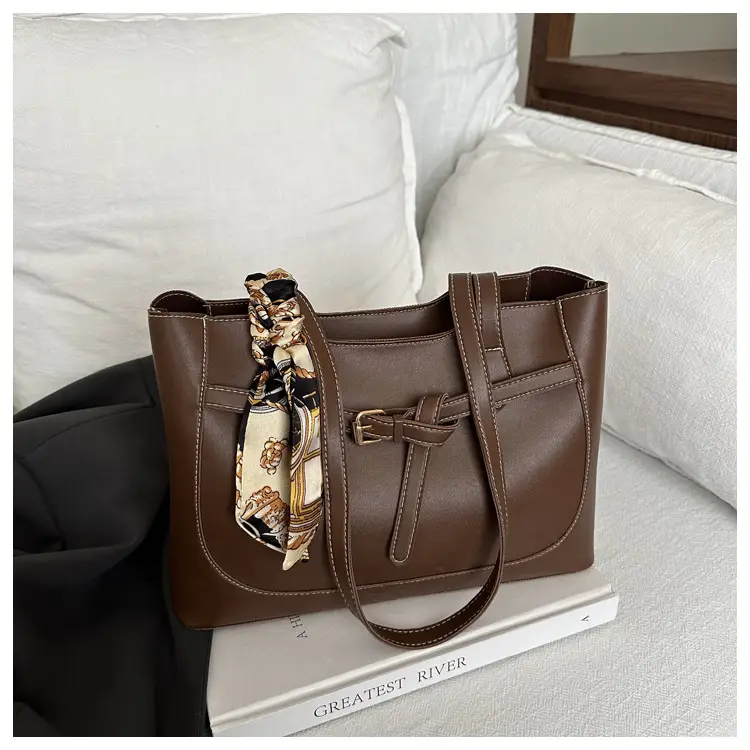 Black Silk Scarf Shoulder Bag with Gold Embroidery - Image 3