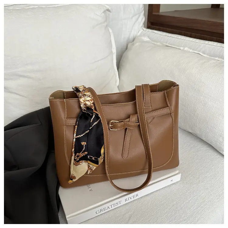 Black Silk Scarf Shoulder Bag with Gold Embroidery - Image 4