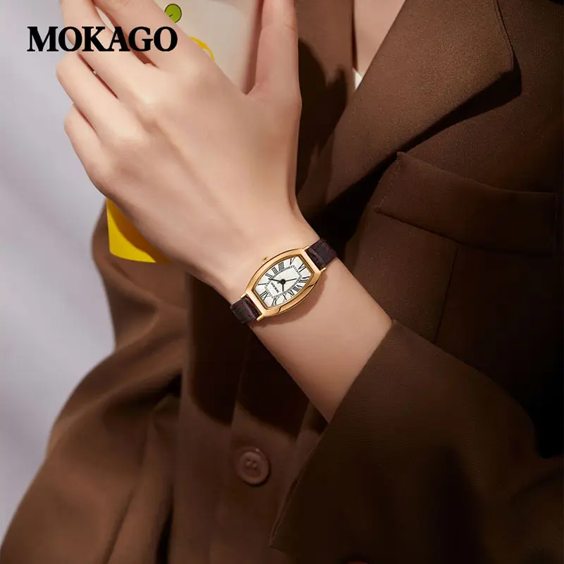 Moka Women's Roman Numeral Leather Strap Quartz Watch - Image 4