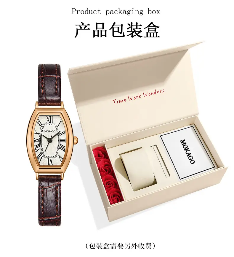 Moka Women's Roman Numeral Leather Strap Quartz Watch — feature 18