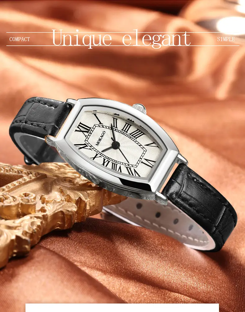 Moka Women's Roman Numeral Leather Strap Quartz Watch — feature 8