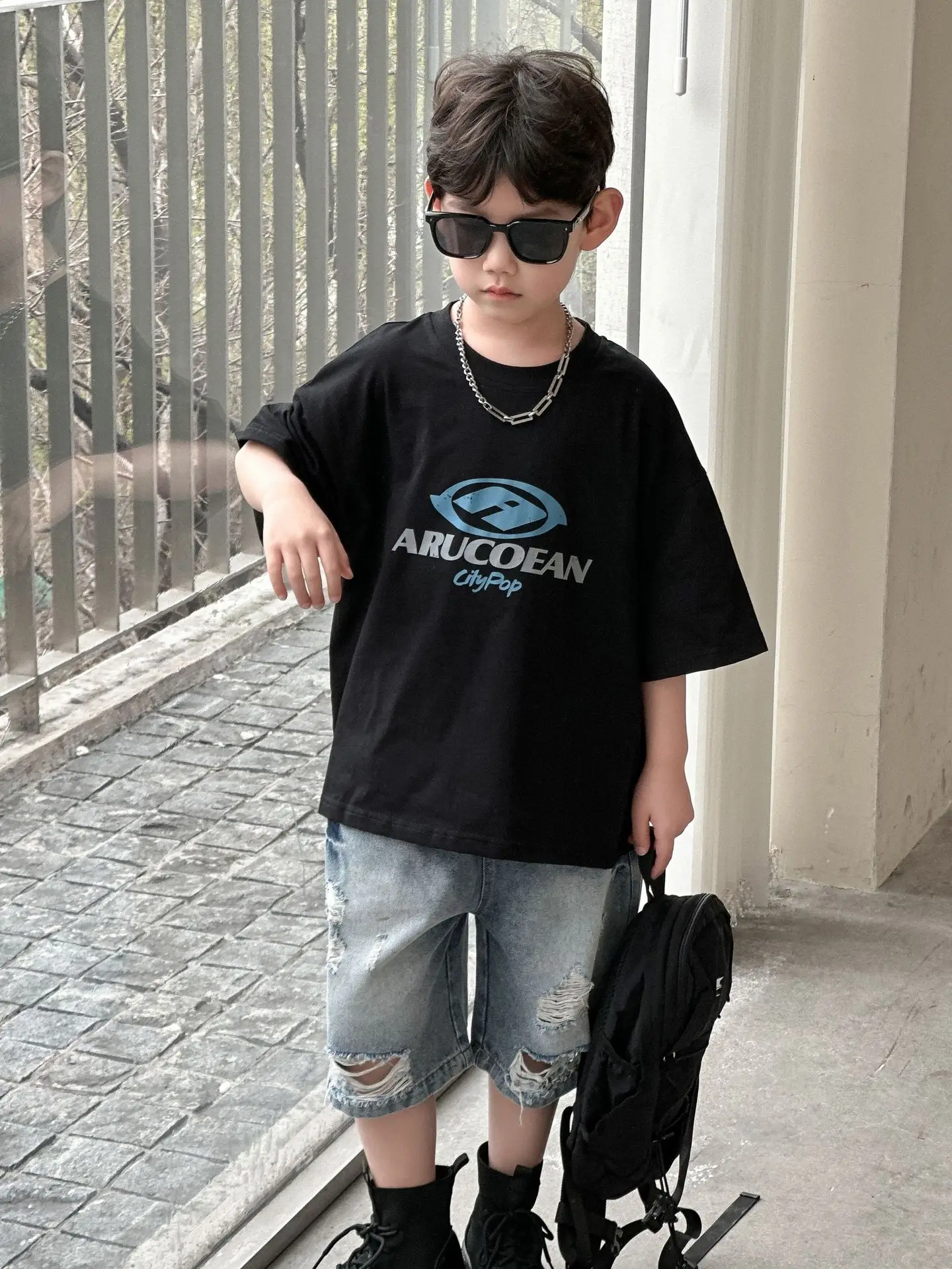 Boys Cotton T-Shirt Black American Style 2025 - Image 3