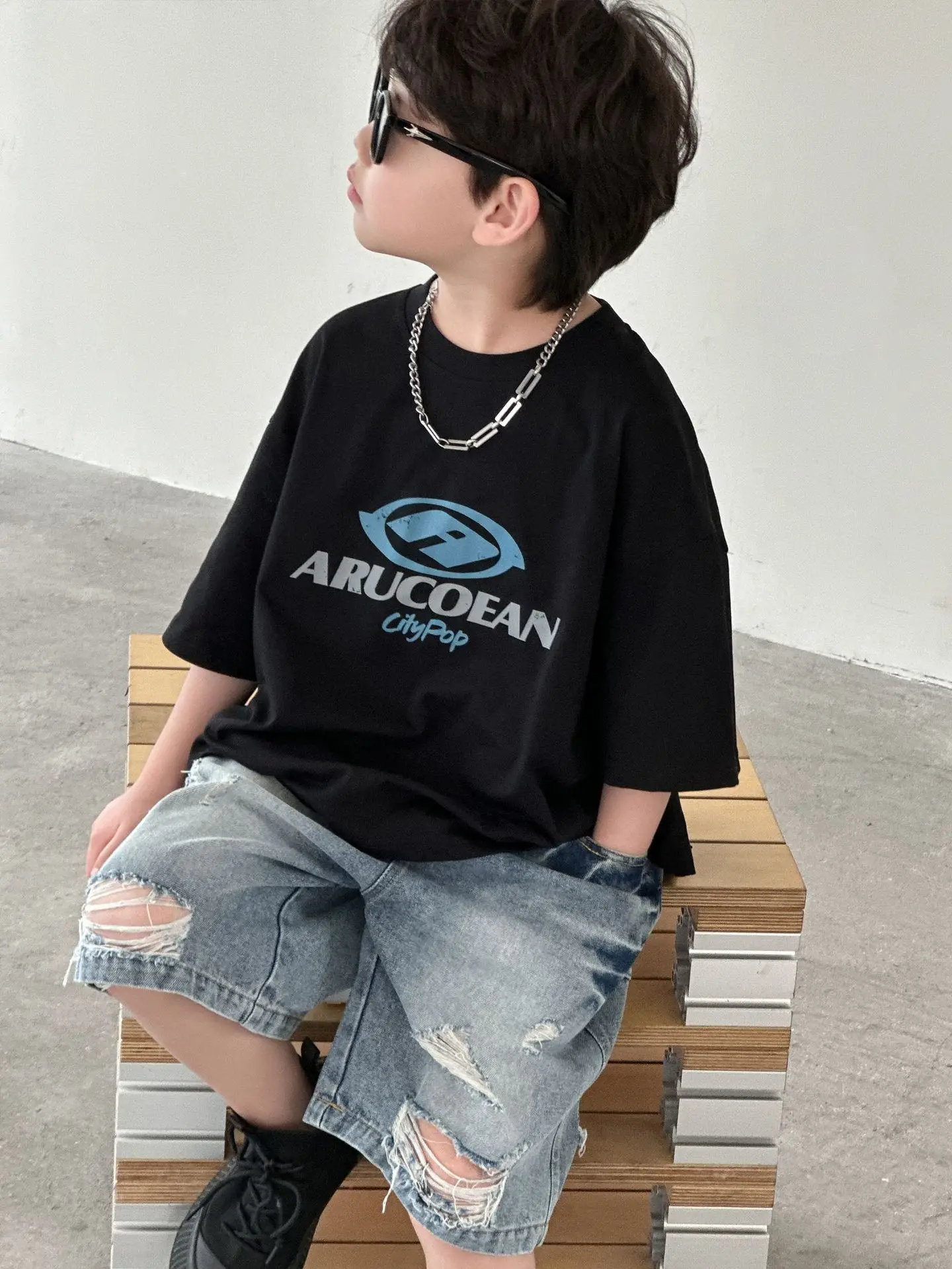 Boys Cotton T-Shirt Black American Style 2025 - Image 4