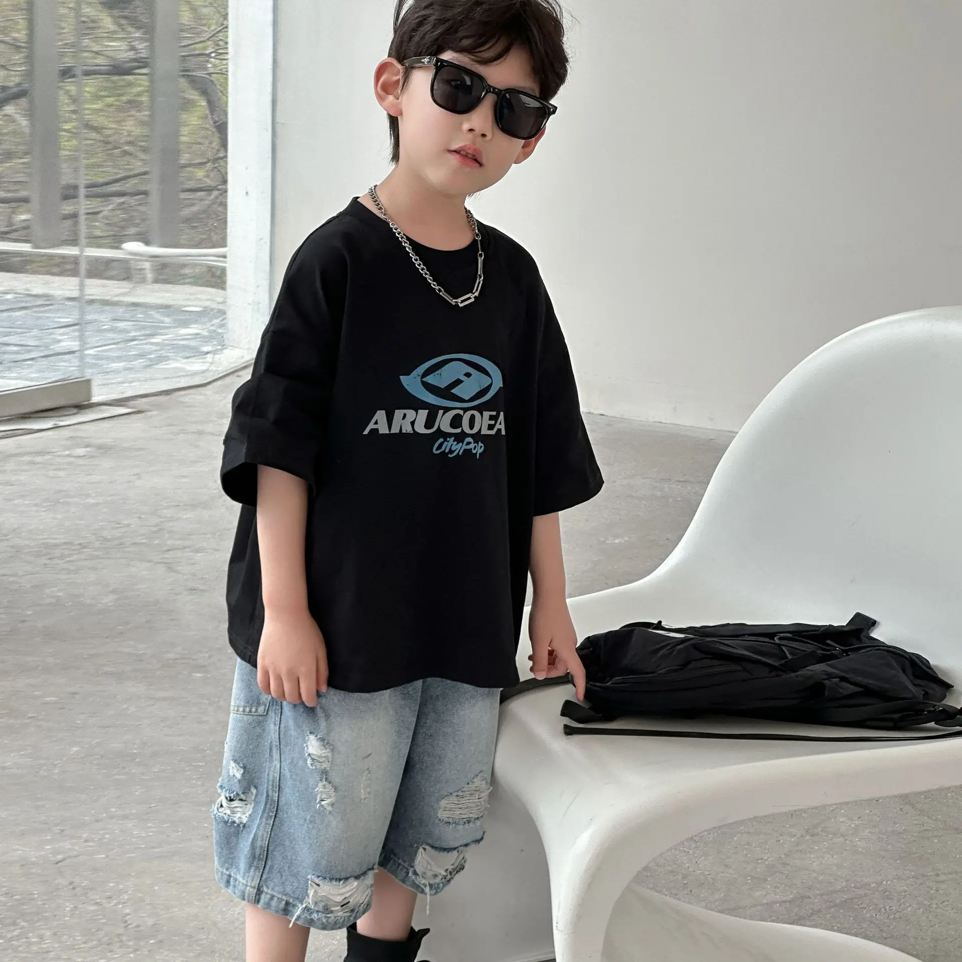 Boys Cotton T-Shirt Black American Style 2025 β feature 11
