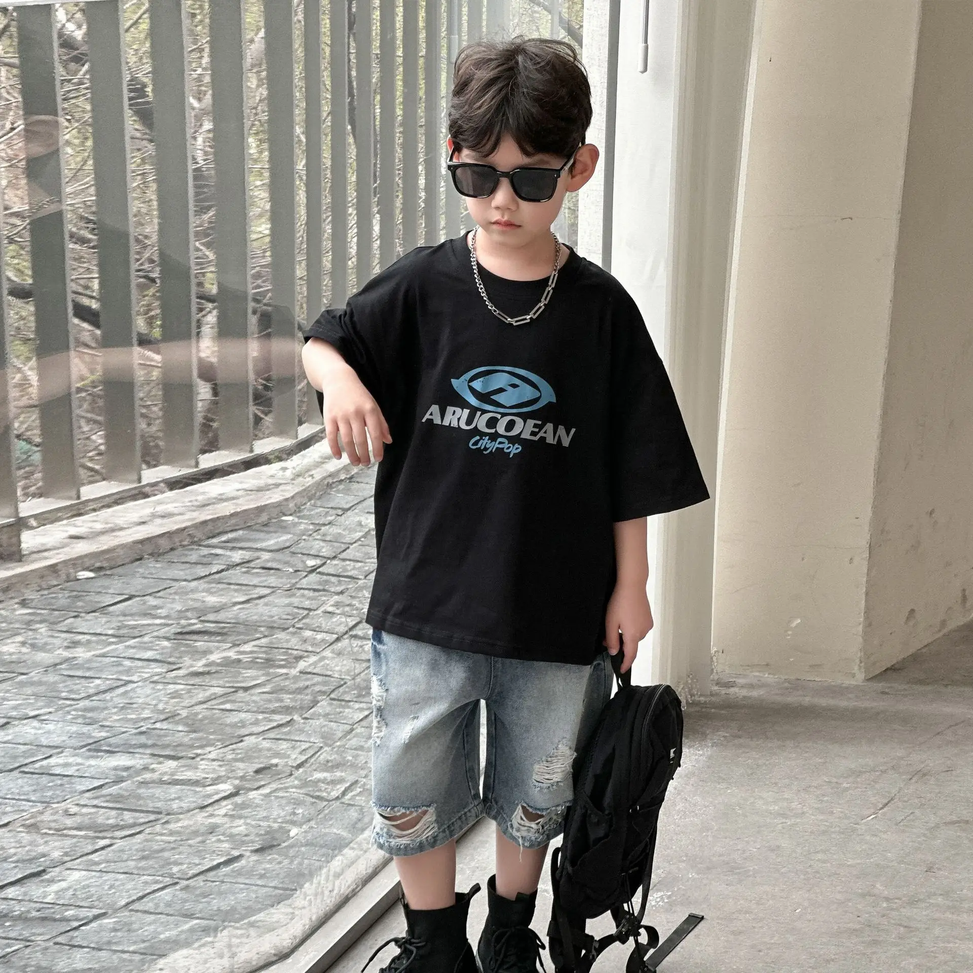 Boys Cotton T-Shirt Black American Style 2025 β feature 12