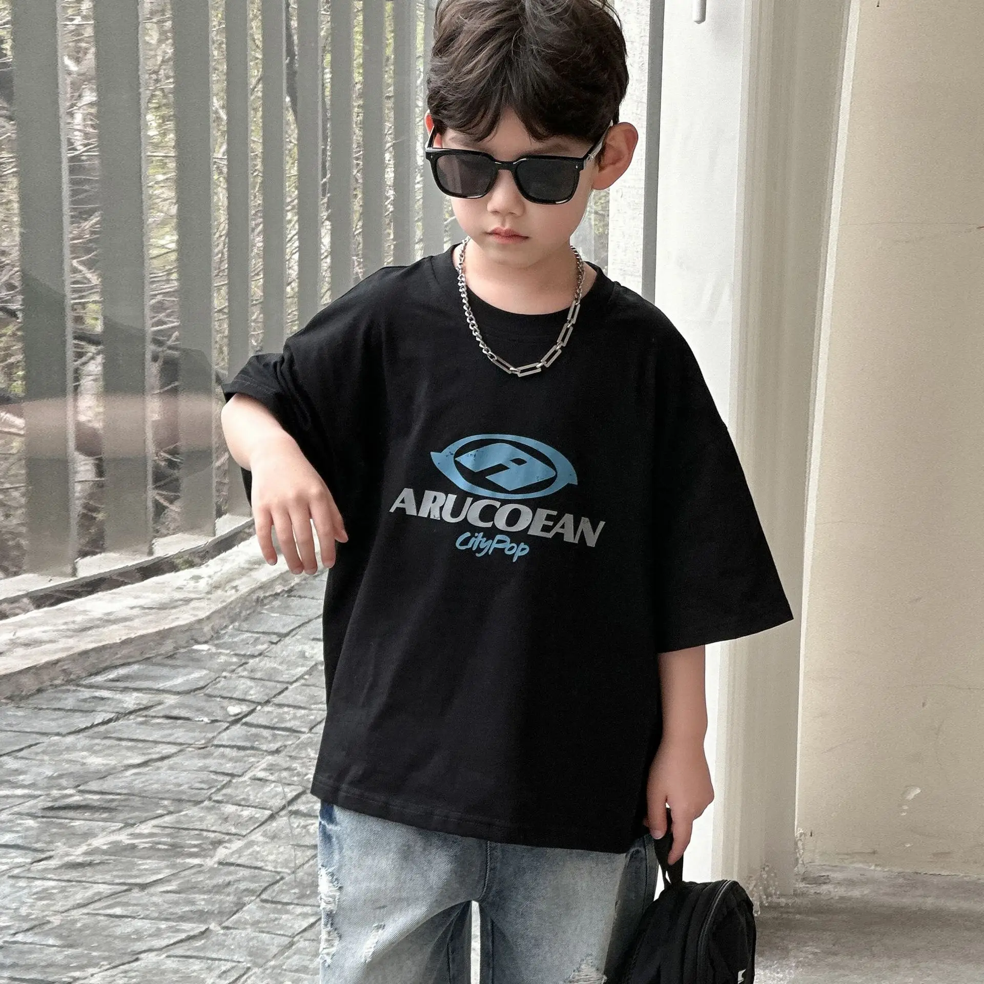 Boys Cotton T-Shirt Black American Style 2025 β feature 13