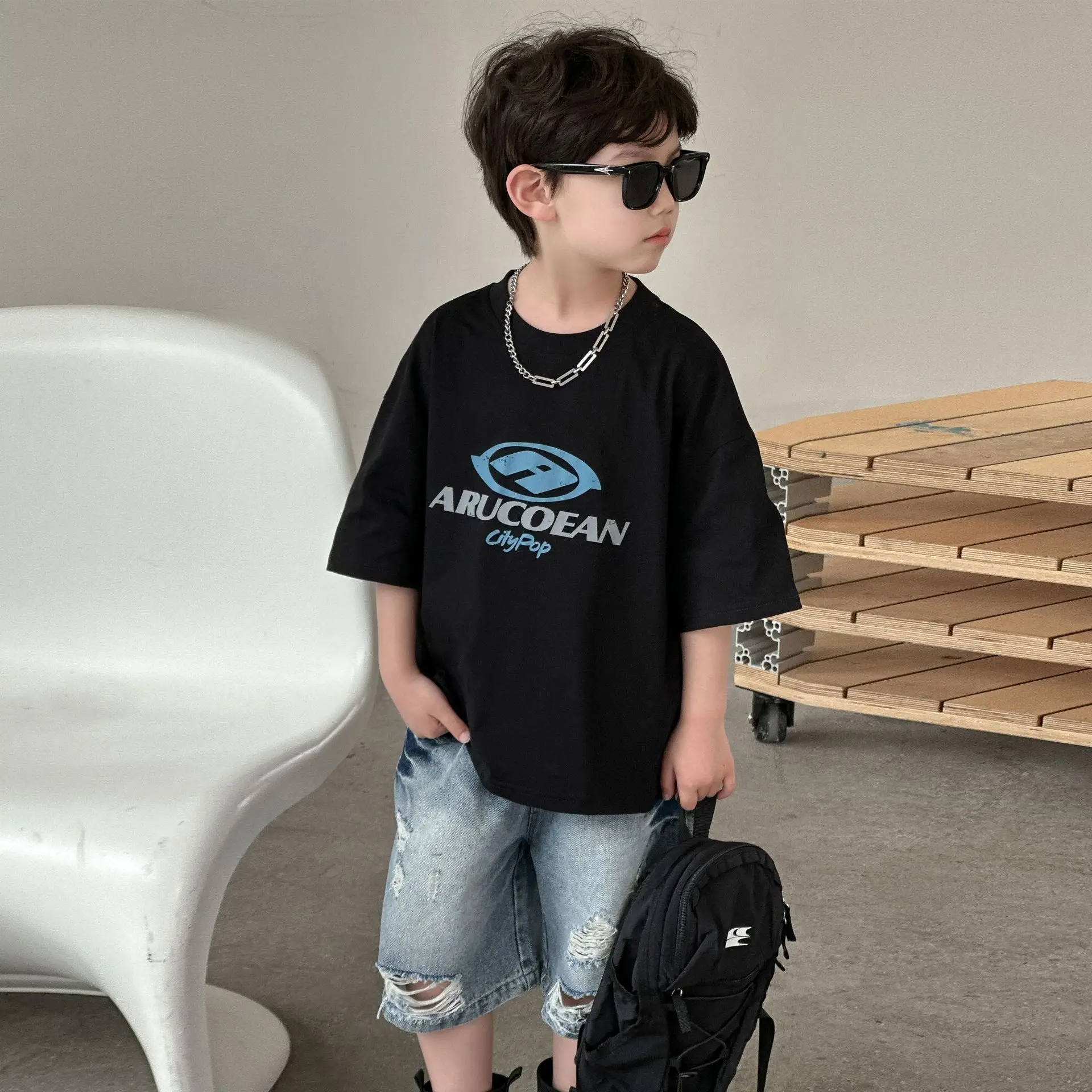 Boys Cotton T-Shirt Black American Style 2025 β feature 2