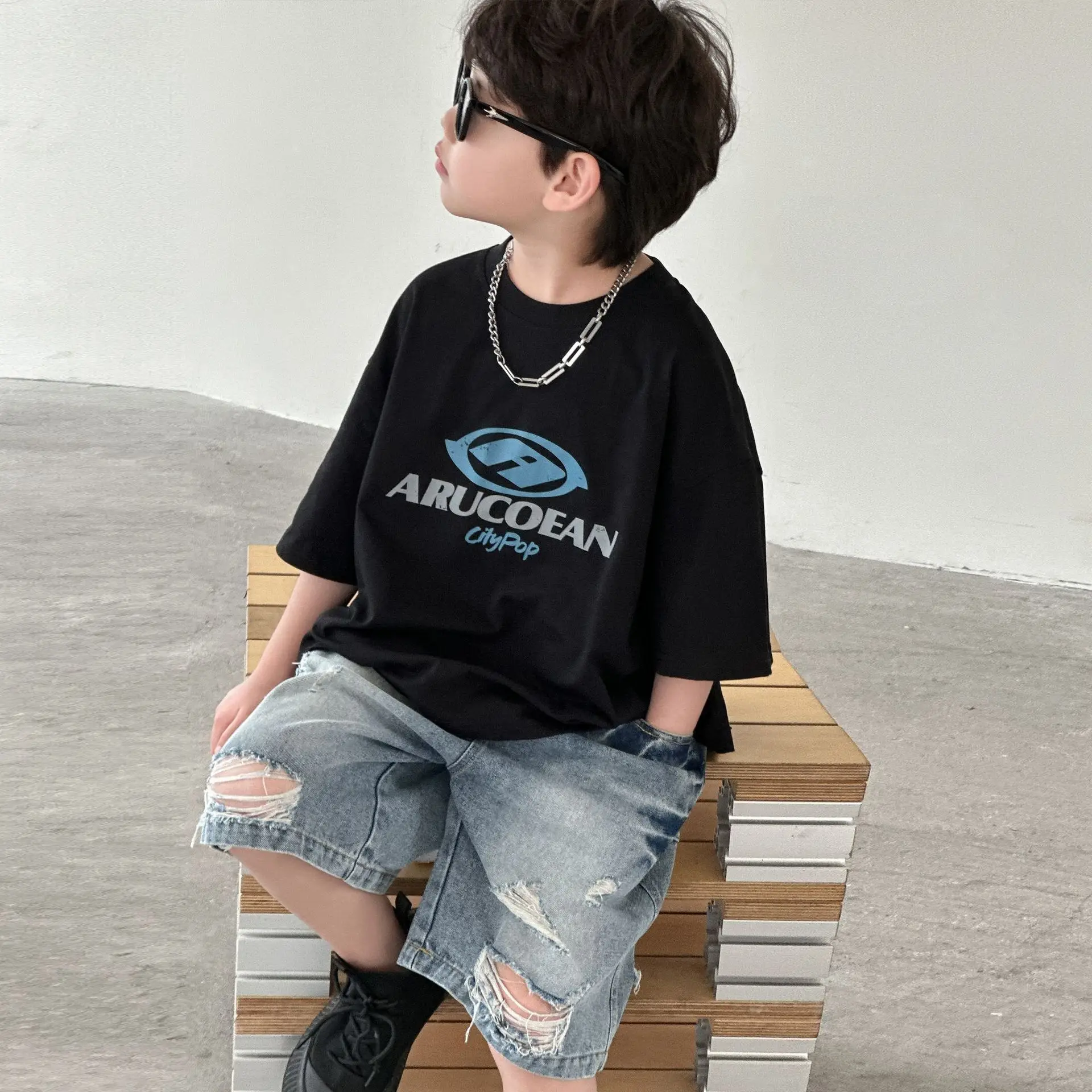Boys Cotton T-Shirt Black American Style 2025 β feature 8