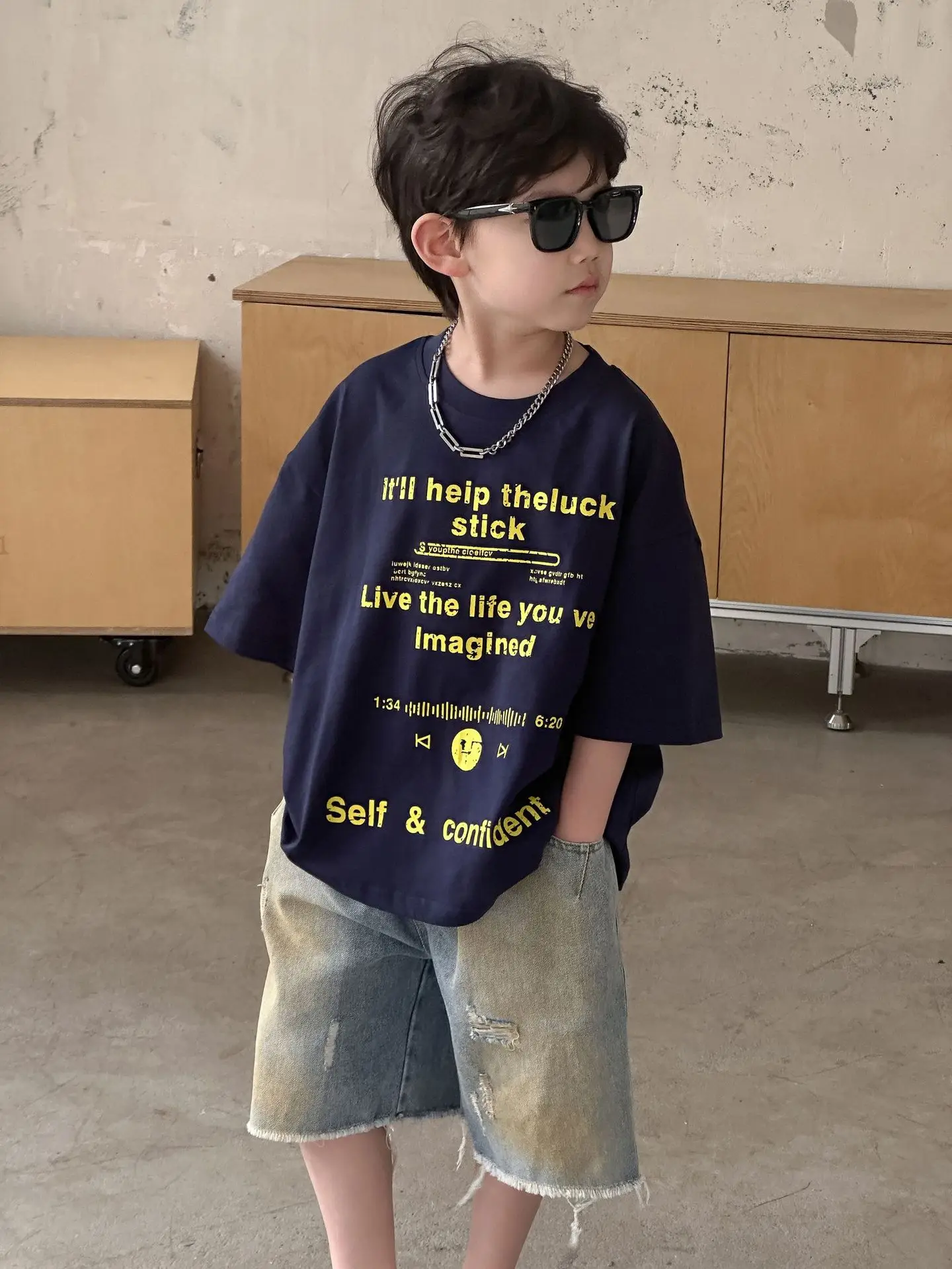 Kids Cotton T-Shirt Boys Summer 2025 Cool Trendy - Image 3