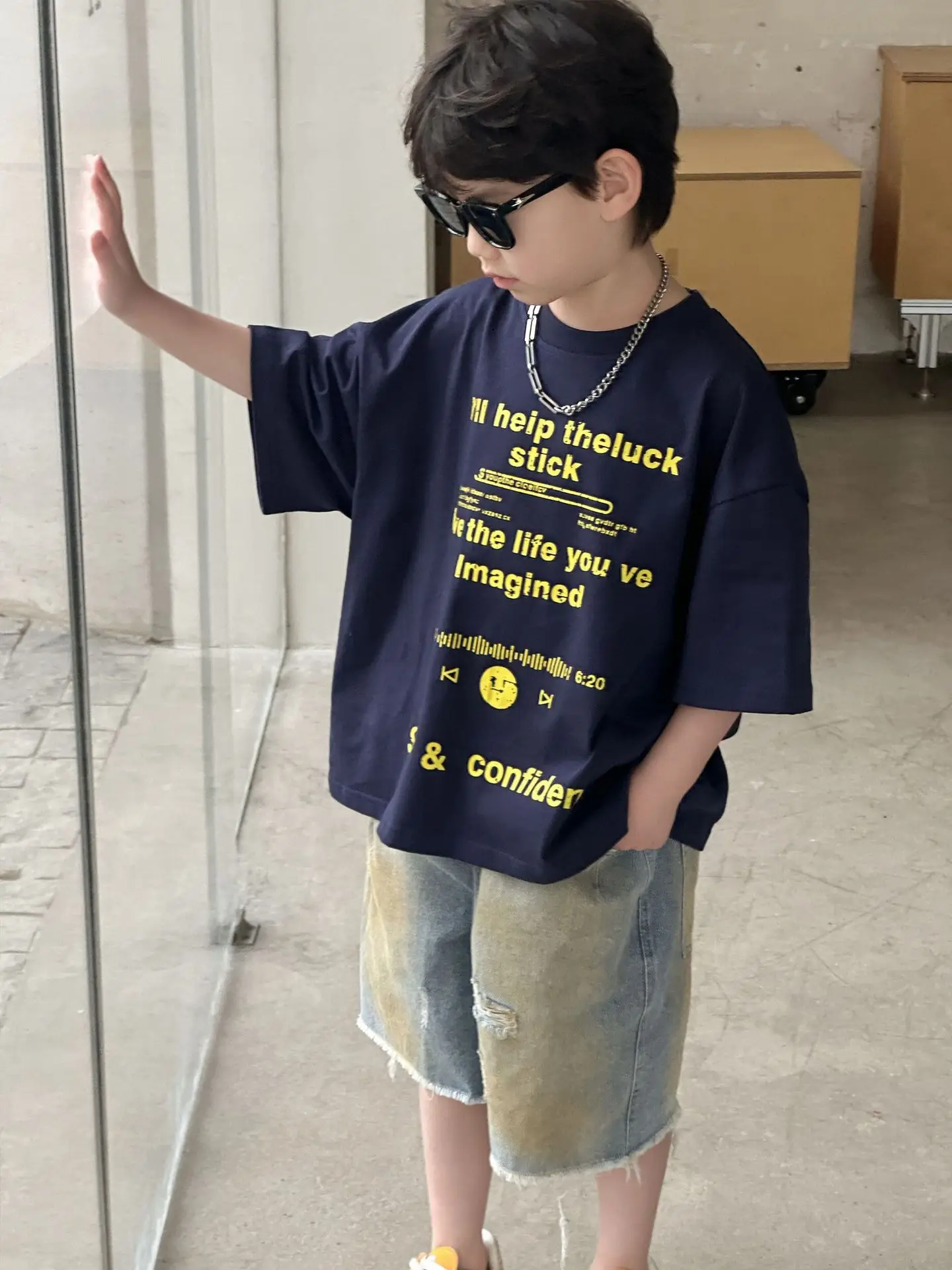 Kids Cotton T-Shirt Boys Summer 2025 Cool Trendy - Image 5