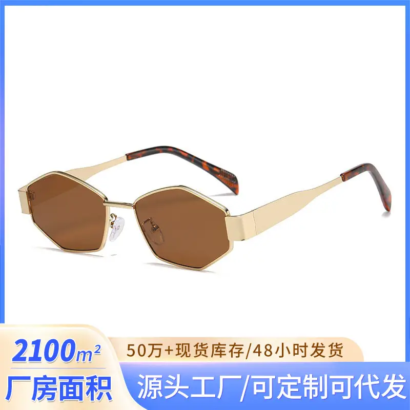 Diamond Sunglasses for Women Polygon Cat's Eye Metal Frame - Image 8