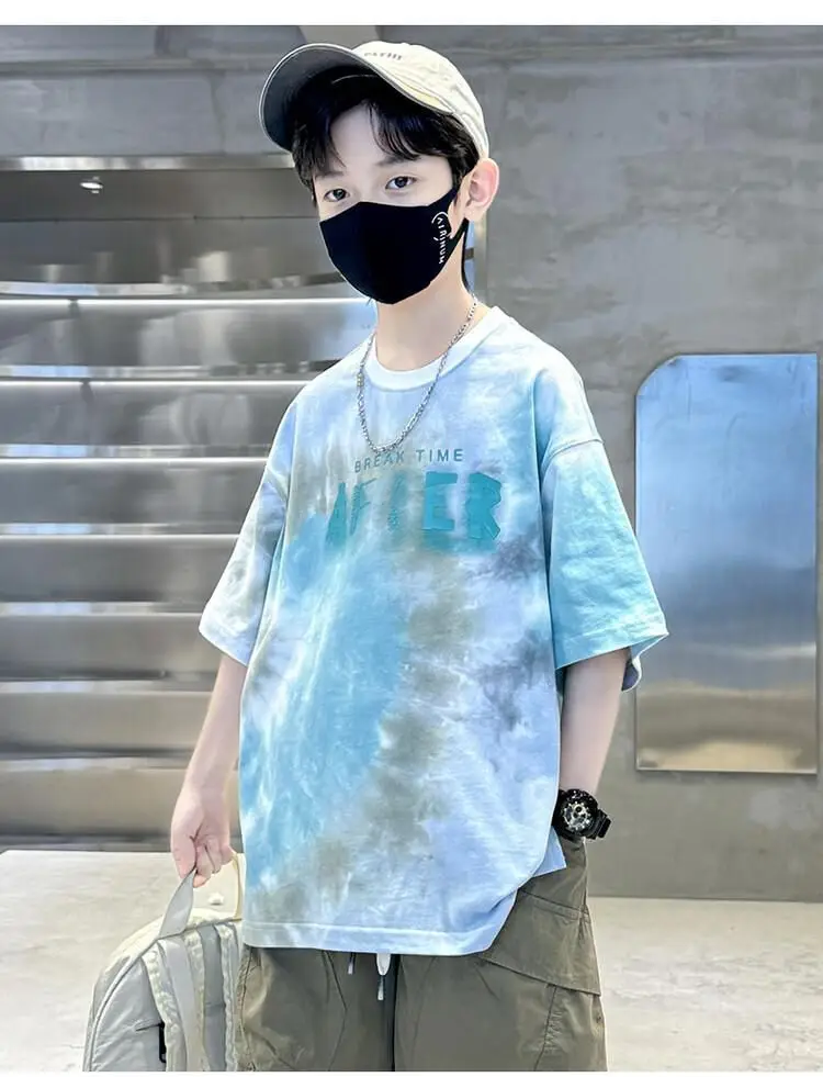 Boys Tie-Dye Cotton Summer T-Shirt Blue — feature 10