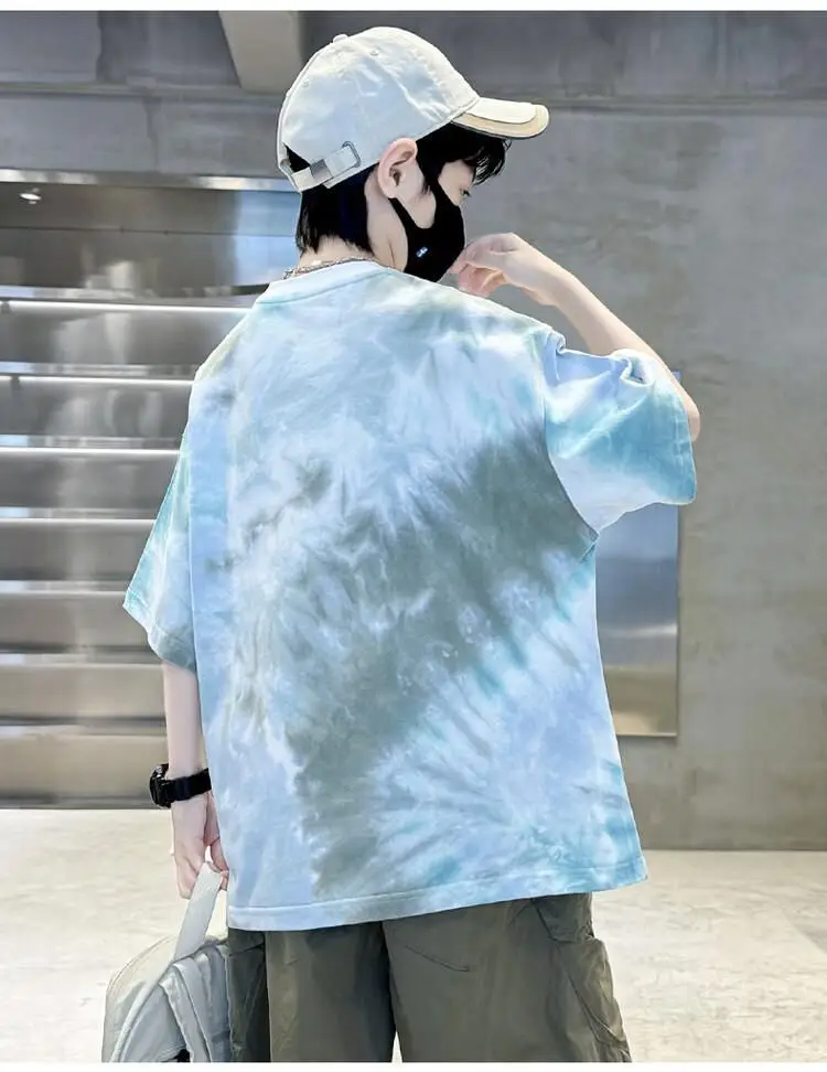 Boys Tie-Dye Cotton Summer T-Shirt Blue — feature 11