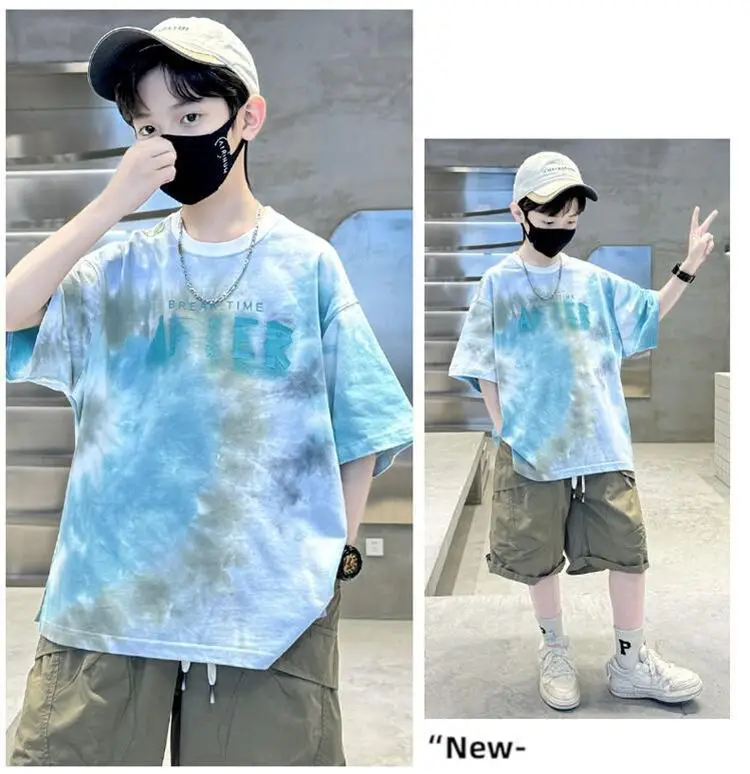 Boys Tie-Dye Cotton Summer T-Shirt Blue — feature 12