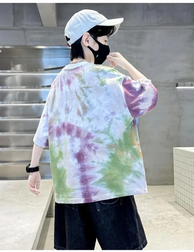 Boys Tie-Dye Cotton Summer T-Shirt Blue — feature 14