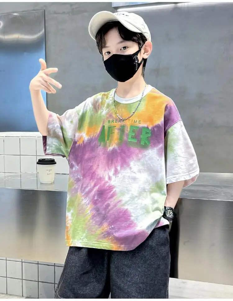 Boys Tie-Dye Cotton Summer T-Shirt Blue — feature 15