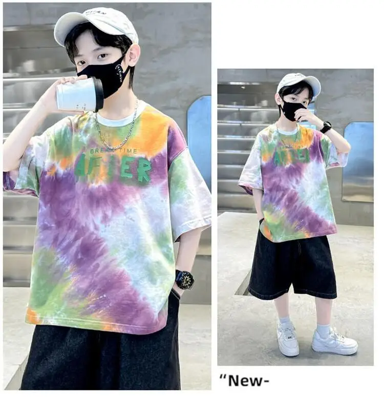 Boys Tie-Dye Cotton Summer T-Shirt Blue — feature 16