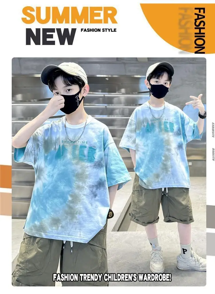 Boys Tie-Dye Cotton Summer T-Shirt Blue — feature 2