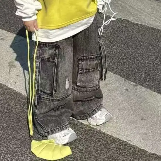 Boys 2025 Sweatshirt T-shirt Jeans Set Yellow Streetwear - Image 2
