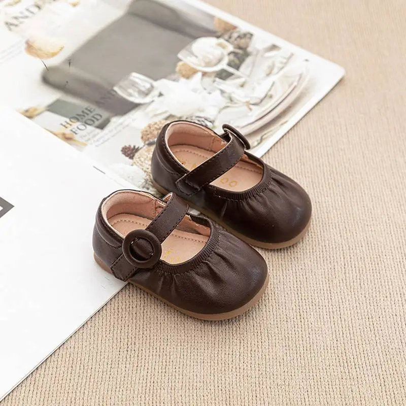Baby Black Velvet Strap Shoes for Girls 2025