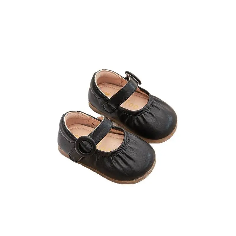 Baby Black Velvet Strap Shoes for Girls 2025