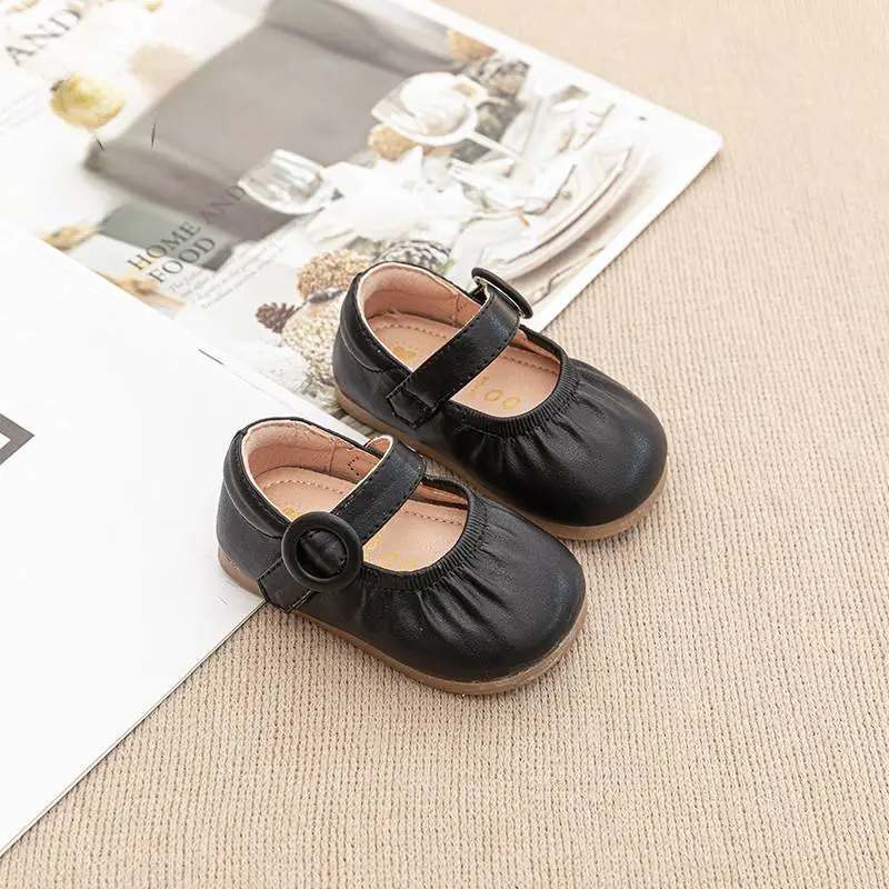 Baby Black Velvet Strap Shoes for Girls 2025