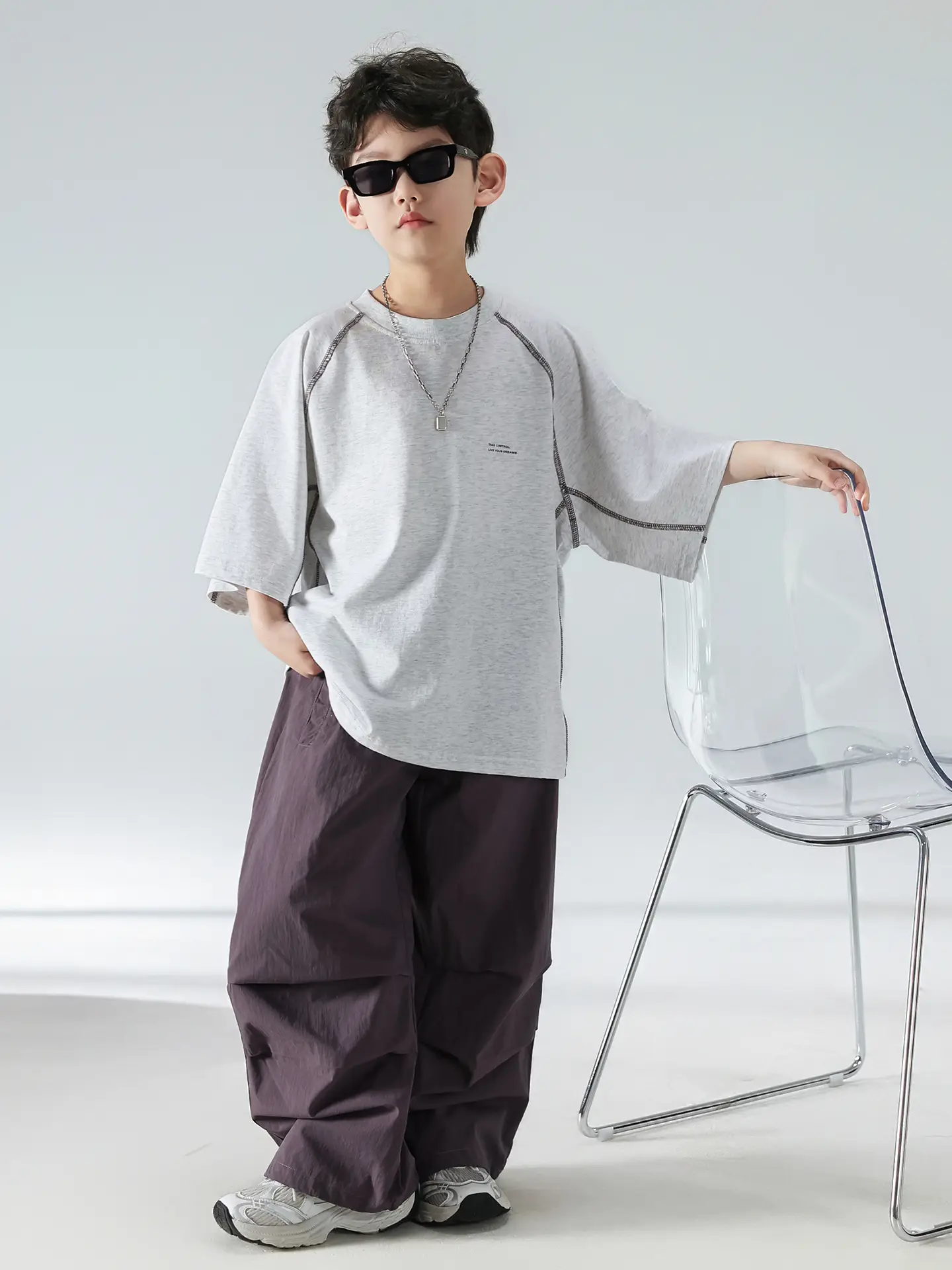 Boys Korean Summer T-Shirt Short Sleeve Suit — feature 4