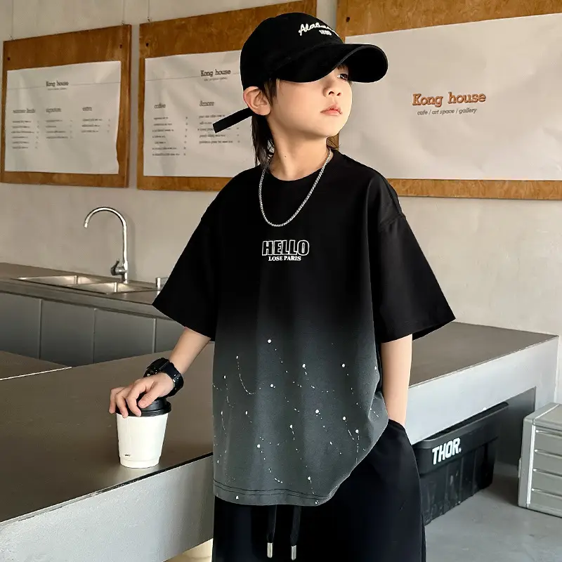 Boys 2026 Starry Sky Loose Sleeve T-Shirt Black - Image 3