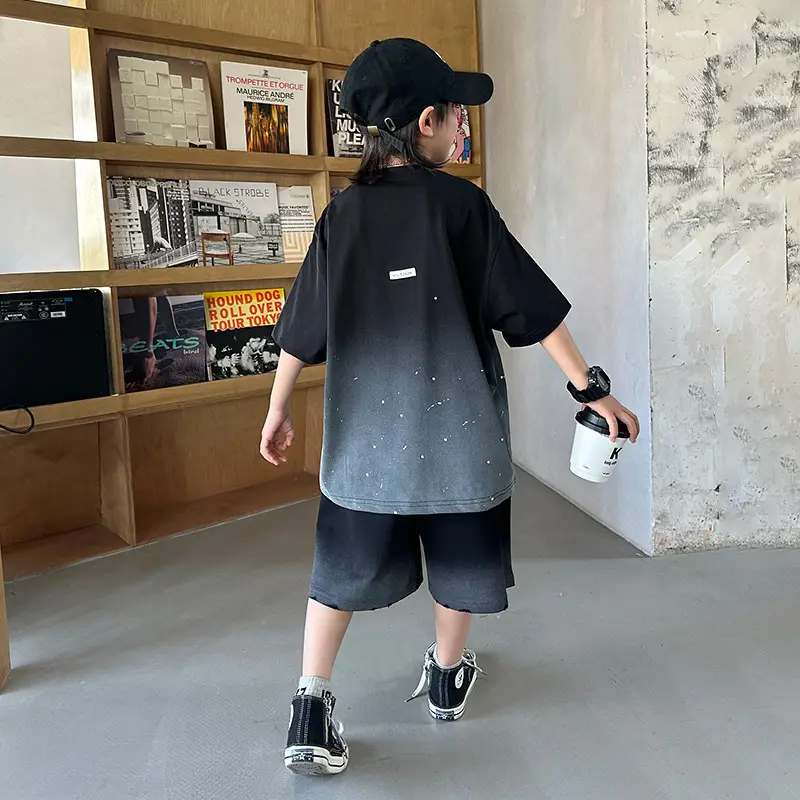 Boys 2026 Starry Sky Loose Sleeve T-Shirt Black - Image 4
