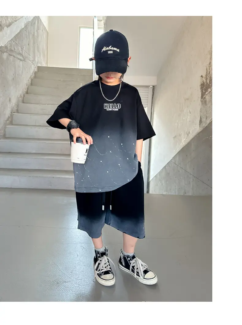 Boys 2026 Starry Sky Loose Sleeve T-Shirt Black — feature 10