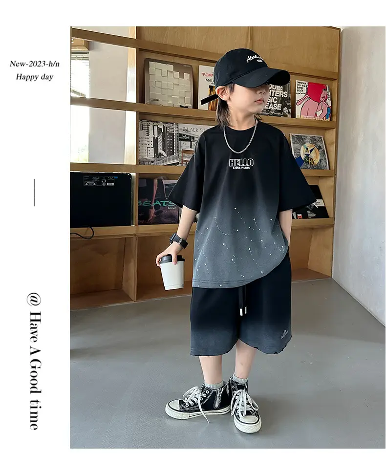 Boys 2026 Starry Sky Loose Sleeve T-Shirt Black — feature 17