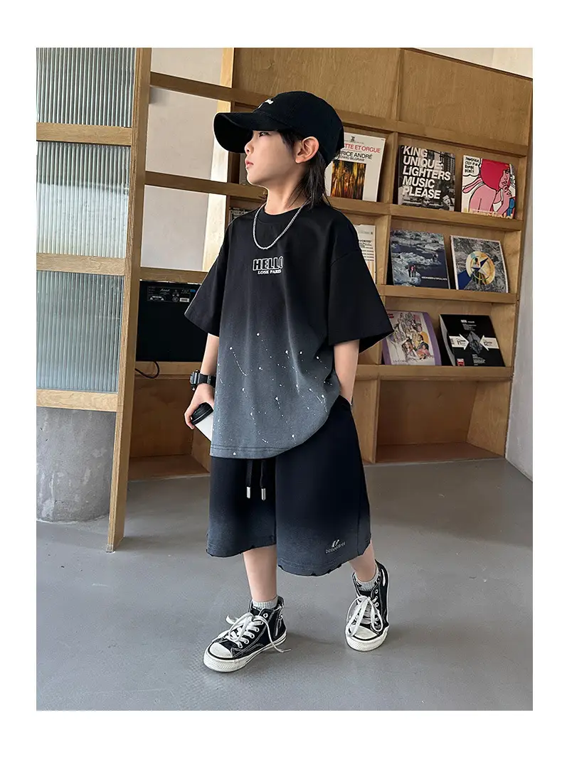 Boys 2026 Starry Sky Loose Sleeve T-Shirt Black — feature 18