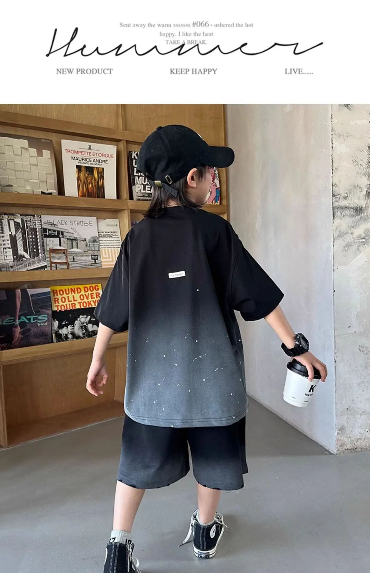 Boys 2026 Starry Sky Loose Sleeve T-Shirt Black — feature 19