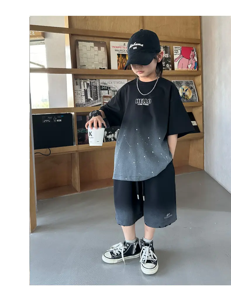 Boys 2026 Starry Sky Loose Sleeve T-Shirt Black — feature 21