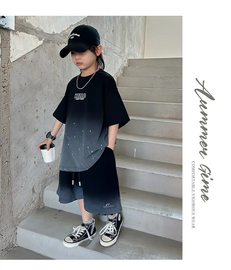 Boys 2026 Starry Sky Loose Sleeve T-Shirt Black — feature 22
