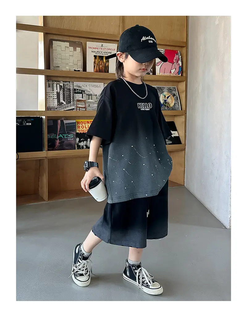 Boys 2026 Starry Sky Loose Sleeve T-Shirt Black — feature 23