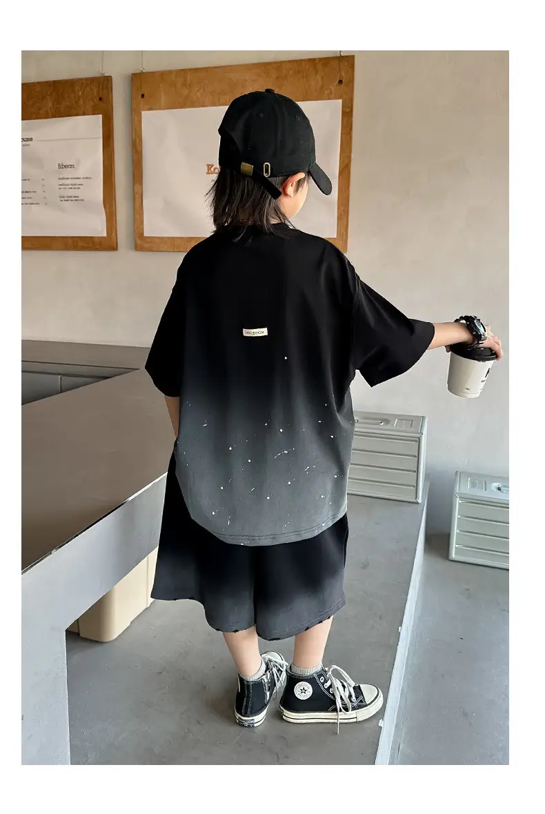 Boys 2026 Starry Sky Loose Sleeve T-Shirt Black — feature 5