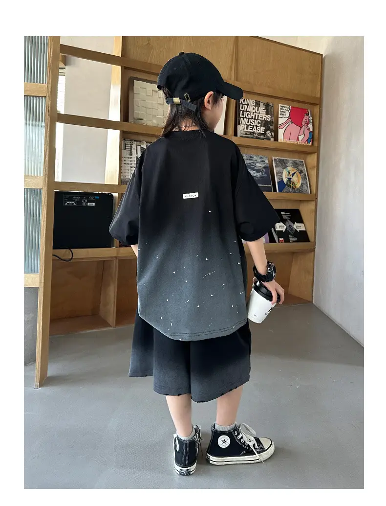 Boys 2026 Starry Sky Loose Sleeve T-Shirt Black — feature 9