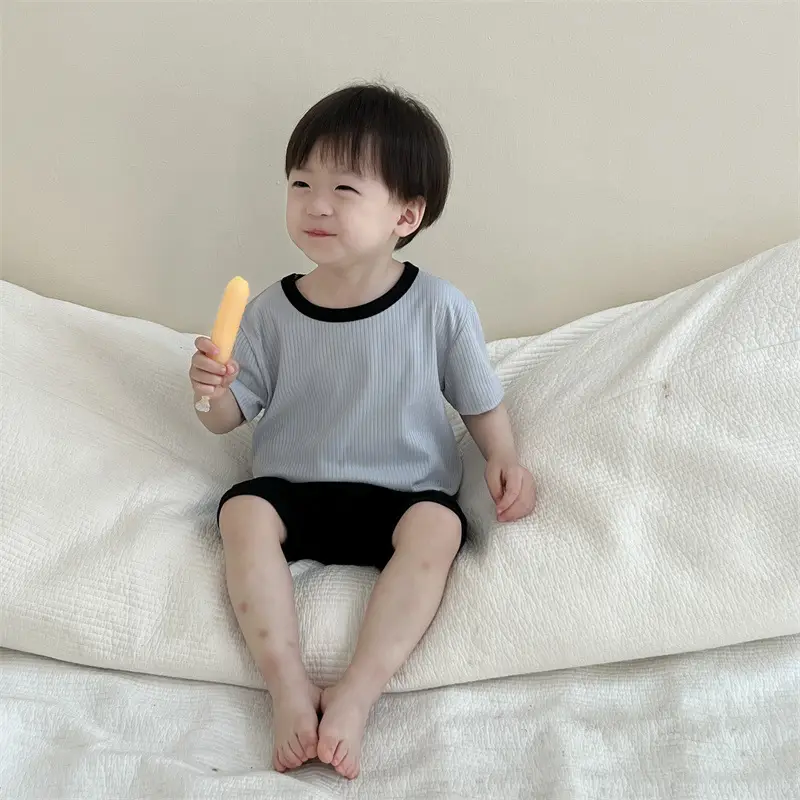 Kids Contrast T-Shirt Shorts Suit Summer Boys 2025 - Image 5
