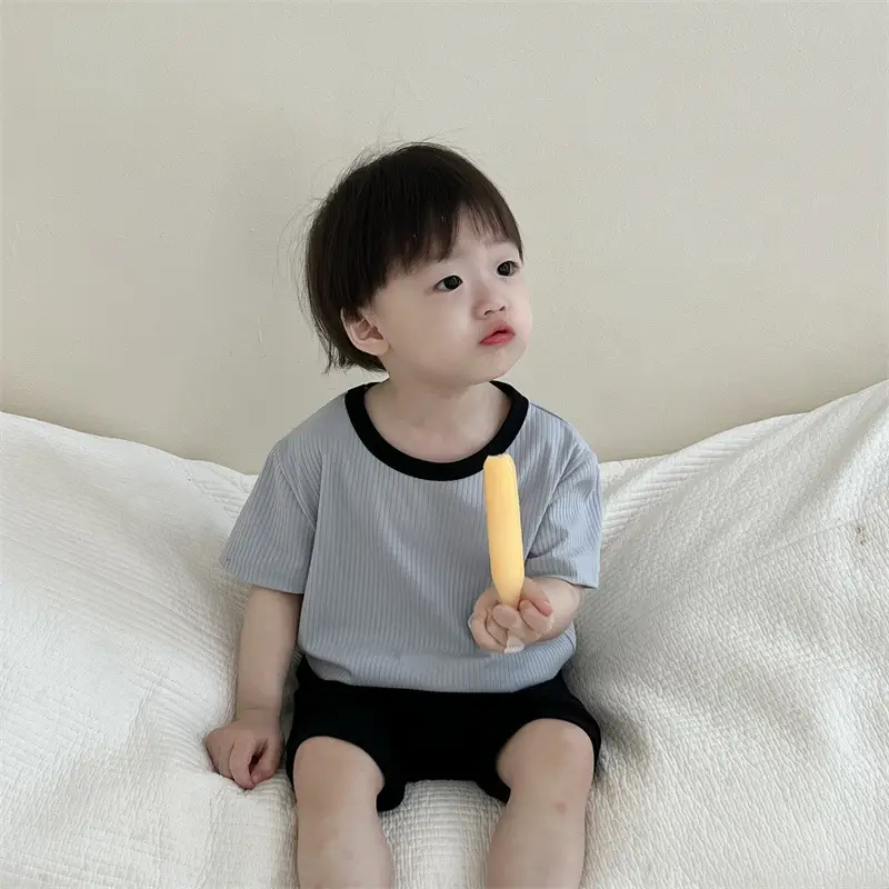 Kids Contrast T-Shirt Shorts Suit Summer Boys 2025 — feature 11
