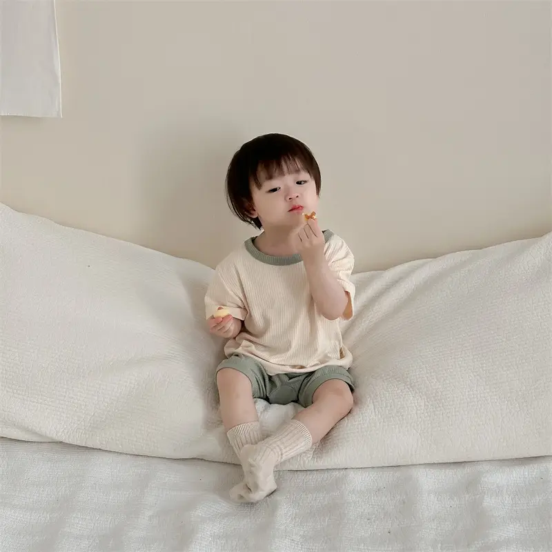 Kids Contrast T-Shirt Shorts Suit Summer Boys 2025 — feature 8