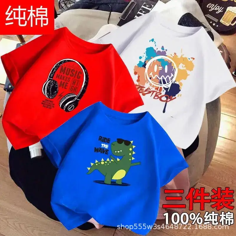 Boys Cotton T-Shirts 3-Pack Kids Summer Round Neck — feature 13