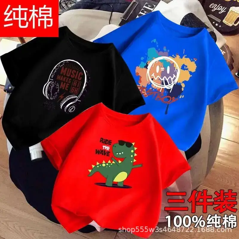 Boys Cotton T-Shirts 3-Pack Kids Summer Round Neck — feature 7