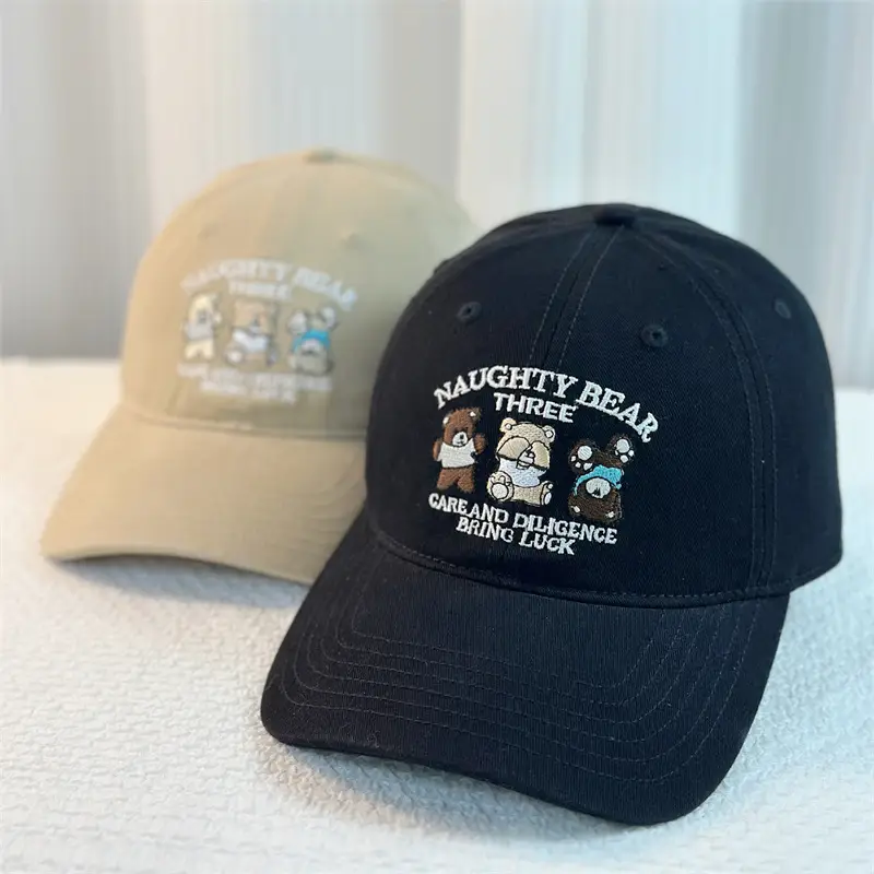Japanese Sweet Three Bear Cap for Kids Maroon Brown - Image 8