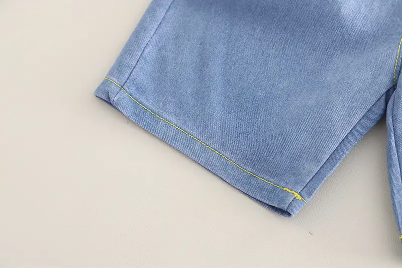 Boys Dinosaur Print Summer Suit Blue Denim Shorts — feature 13
