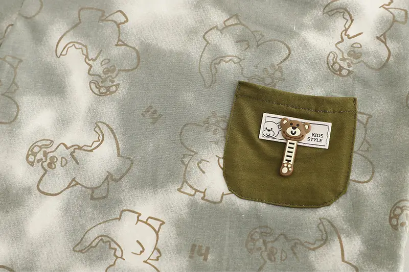 Boys Dinosaur Print Summer Suit Blue Denim Shorts — feature 7